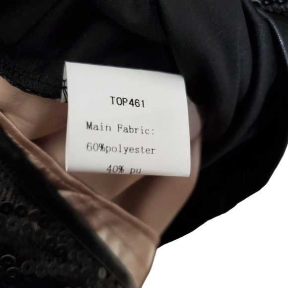 TOV Cropped Boxy Shirt Faux Leather Embellished Layered Clubbing Party Sz. 38 - Picture 6 of 8